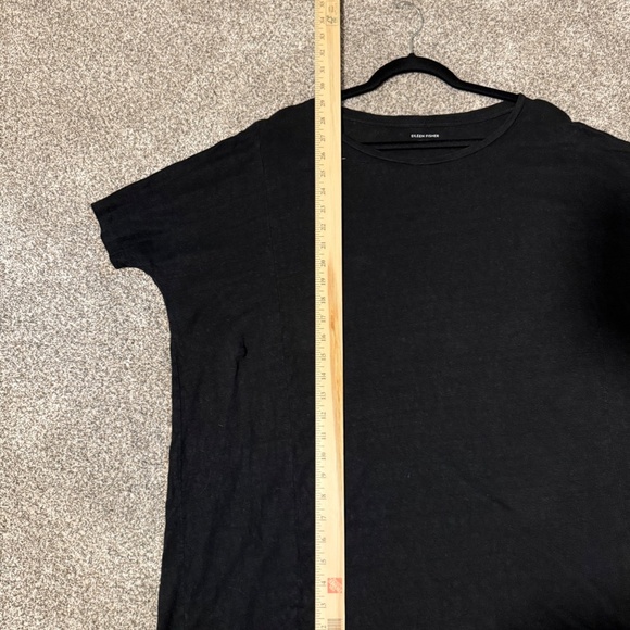 Eileen Fisher Organic Linen Short Sleeve Top – Black (Size S, Oversized Fit) - Picture 5 of 5